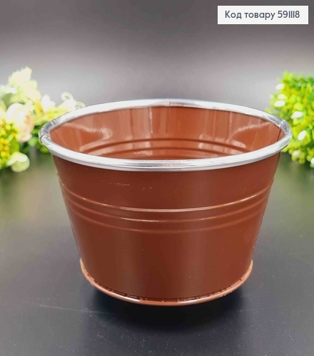 Відерце-кашпо, метал, коричневого кольору, висота 9см, Польща 591118 фото 1