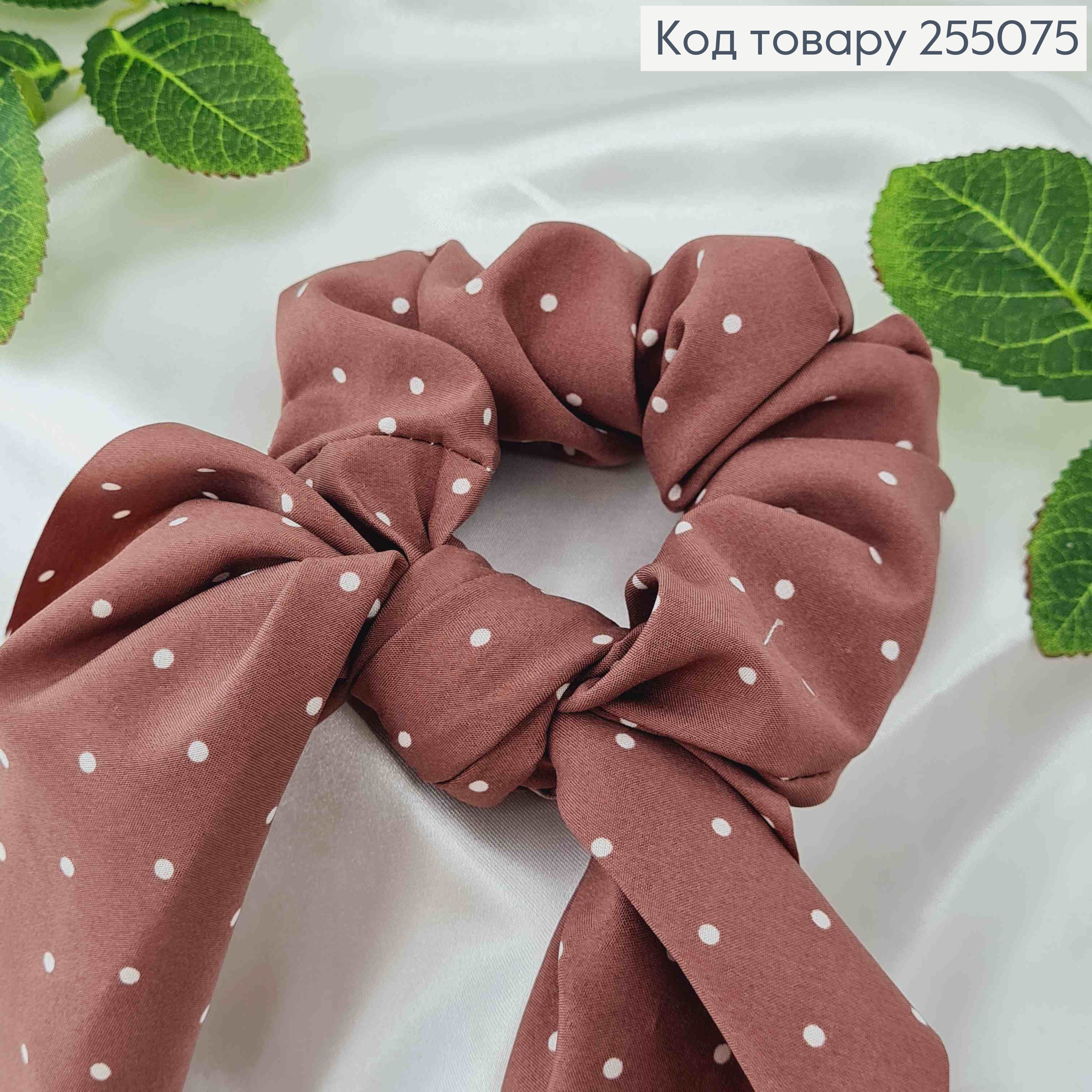 Резинка, Твіллі бант, попелясто-рожевого кольору, в горошок, 13*17см  255075 фото 2