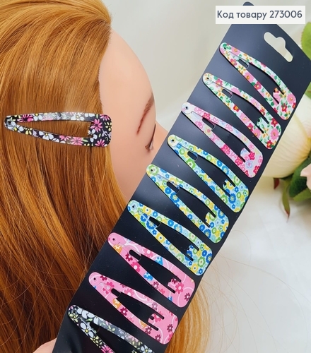 Заколка тік так дитяча з квіточкою  асорт. 12 шт/уп. 273006 фото 1