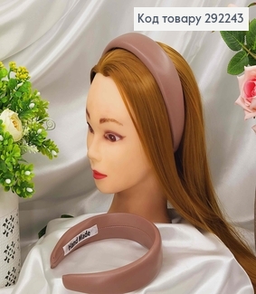 Обруч широкий 4,5см, ЭКОкожа, цвет ТЕМНАЯ ПУДРА, ручная работа, Украина. 292243 фото