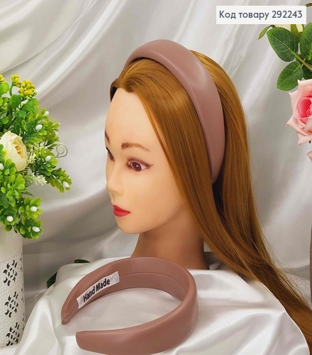 Обруч широкий 4,5см, ЭКОкожа, цвет ТЕМНАЯ ПУДРА, ручная работа, Украина. 292243 фото 1