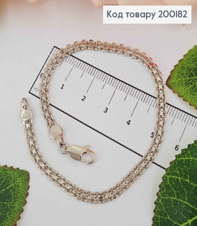 Браслет родований, плетіння Франц. Бісмарк, шир. 4мм, довж 20см, Xuping 18K 200182 фото