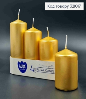 Набір свічок циліндр ЗОЛОТИХ, BISPOL(ростовка) 4 шт (33, 22, 16, 11 годин) 321017 фото