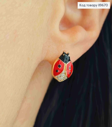 Серьги кольца "Бедрик" (1,3см) с яркими камешками, диаметр 1,1см, Xuping 18К. 119670 фото 1