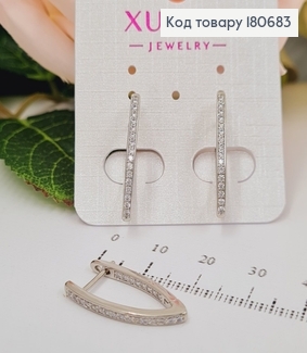 Сережки родированые Стрелы с камнями по всей длине, 2,5см, Xuping 180683 фото