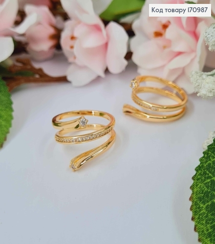 Кольцо "Спираль Жизни" с камнями, Xuping 18К 170987 фото 1