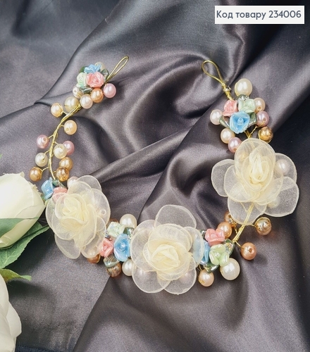 Веточка в волосы ручной работы с белими цветами 234006 фото 2