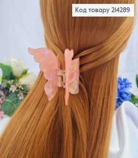 Краб пластик (акрил), МЕТЕЛИК, 7*6,5см, Перламутрово-Персикового кольору 214289 фото