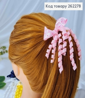 Резинка Бант атласный в горошек 6см, с репсовыми локонами 8см. цвета в асорт. 262278 фото