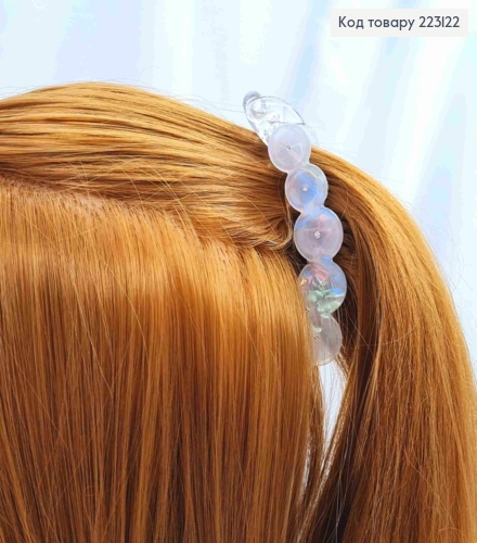 Заколка банан (акрил), прикрашена Стразами, 10см, Перламутрово-Білого кольору 223122 фото 2