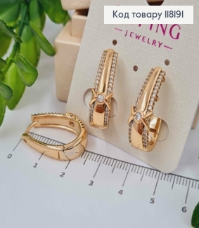 Серьги "Овальные" с Блестящими камешками, 2,3см, XUPING 18K 118191 фото