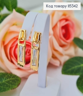 Серьги гвоздики, "застежка" с камешком 3см Xuping 18K 115342 фото