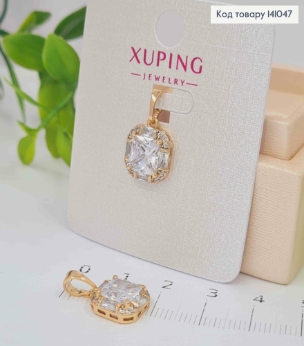 Кулон Блискучий квадратний камінець, 1,3см, Xuping 18К 141047 фото 1