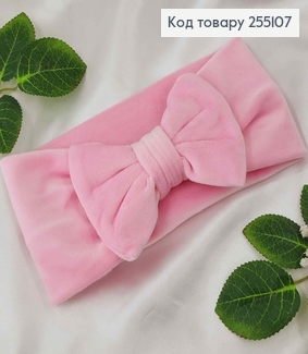 Повязка Бант, мягкий велюр, детская Нежно-розовая, 20*9см, ручная работа, Украина. 255107 фото