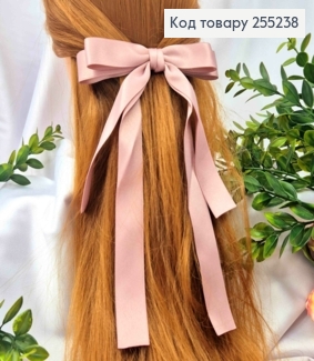 Бант РОЗОВЫЙ, атласный, двойной с длинными хвостами, на заколке автоматик, размер 15*23см. 255238 фото