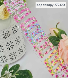 Набор детских заколок тик-так, Прямоугольные, С Веселыми клубничками, 5,5см, 20шт/уп 272420 фото