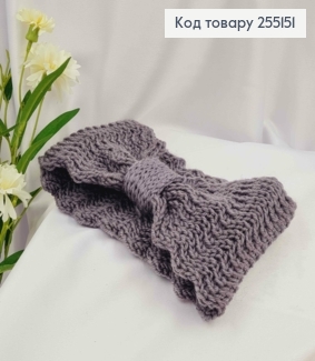 Повязка чалма, Вязаная, БАНТИК 21*10 см, Серого/Молочного цвета, в ассорт. 255151 фото