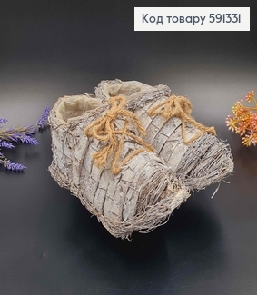 Декор  "Чарівні черевички" плетені з кори дерева з декоратив. шнурками, отвір 9см, черевич. 22*9см 591331 фото