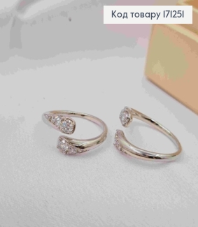 Перстень родованный "Поцелуй" с блестящими камнями, Xuping 171251 фото