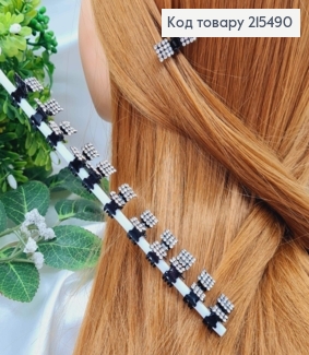 Крабик маленький, в камінцях, 1.5 см, метал, чорний колір, 12 шт/уп. 215490 фото