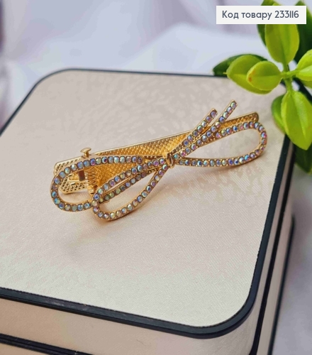 Набір:Заколка стріла (2шт/уп), "БАНТИК" прикрашена Перламутровим камінням, 5,5см, Золотого кольору 233116 фото 2