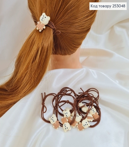 Резинка детская двойная коричневая с мишкой 10 шт/уп. 253048 фото 1