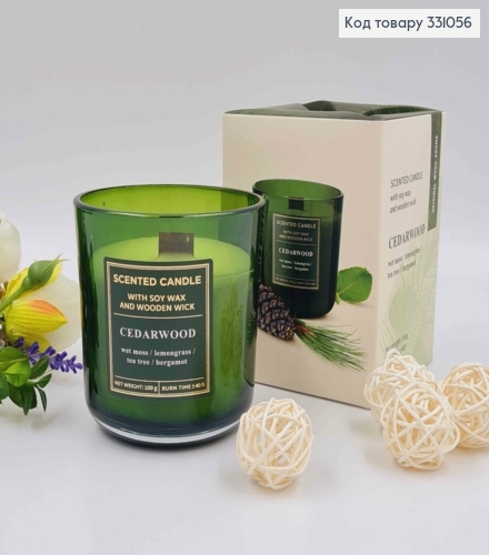 Аромасвечка СОЕВА, деревьев. фитиль, СEDARWOOD (wet moss/lemongrass/tee tree/bergamot), 150г/40год. 331056 фото 1