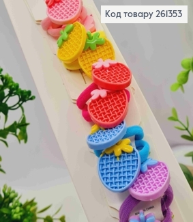 Набір резинок (20шт), ПОЛУНИЧКА, Яскраві кольори, резинка 3,5см, фігурки 3*3см 261353 фото