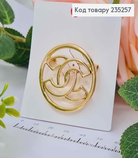 Брошь "Шанель" круглая ЗОЛОТОГО  цвета, 3,5см 235257 фото