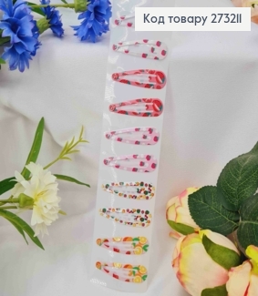 Заколки тік-так дитячі, "Солоденькі Фрукти", Різнокольорові, 5см, 10шт/уп 273211 фото