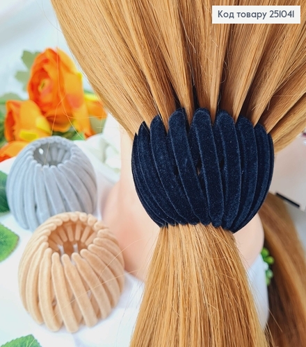 Заколка для гульки, пластмаса з велюровим покриттям 9,5см в асорт. 251041-1(Гулька) фото 2