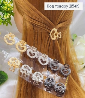 Краб металл, Фактурный, Сердце, 2,5см, цвета в ассорт. 215419 фото