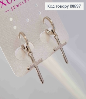 Серьги кольца (1,1см) с подвесным Крестиком (1,9см), Xuping 181697 фото