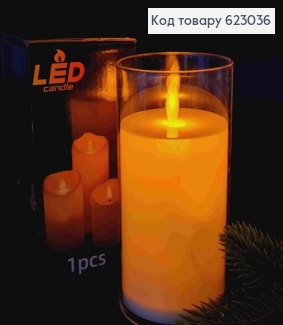 Декоративный LED фонарик 15см "Свеча" теплого цвета, МОЛОЧНОГО цвета, без батареек 623036 фото