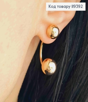 Сережки гвіздки "ДІОР" з двома кульками, 3см, Xuping 18К 119392 фото