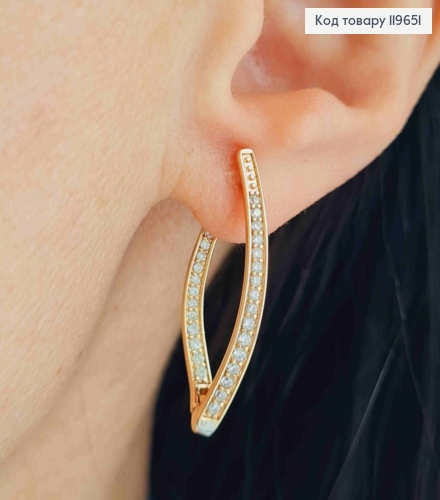 Серьги Стрелы украшены Блестящими камешками, длина 2,9см, английская застежка, Xuping 18К 119651 фото 1