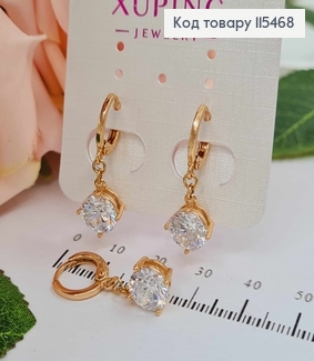 Серьги кольца 1см, с подвеской большим камешком 0,8см, Xuping 18K 115468 фото