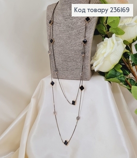 Бижутерия на шею Подвеска двойная четырехлистник с камешками 66+5 см 236169 фото