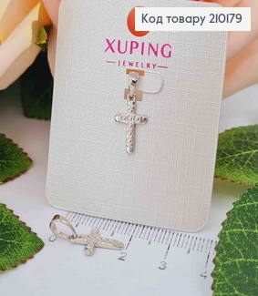 Крестик родованный, с круглым тиснением, 1,5*0,9см, Xuping 210179 фото