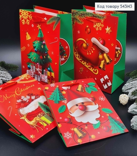 Пакет бумажный, "С Сантой" в ассорт.18*23*10см 543143 фото 1