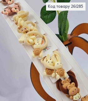 Набор детских резинок, микрофибра (20шт/уп), пастельных цветов, "Веселые животные" 261285 фото