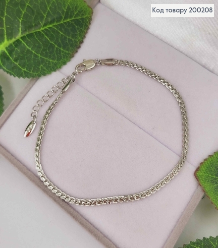 ¶Браслет родованный, ширина 2,5мм, длина 19+3см, плетение косичка, Xuping 200208 фото 1