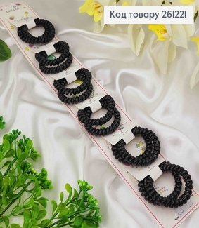 Набор детских резинок, пружинок, черных глянцевых, диам. 5см, 12шт/уп. 261221 фото