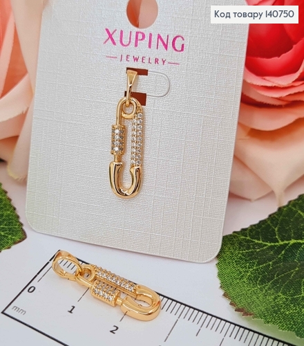 Кулон, "Шпилька" с камнями, 2 см, Xuping 18K 140750 фото 1