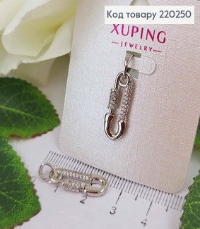 Кулон родований, "Шпилька" з камінням, 2 см, Xuping 18K 220250 фото