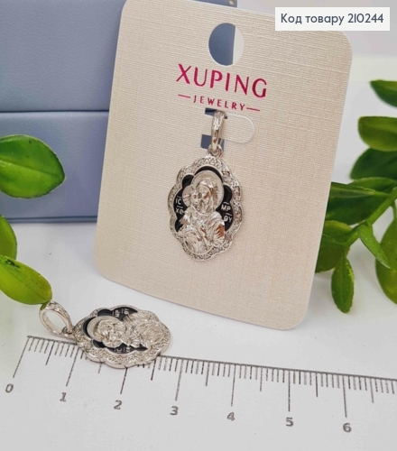 Иконка-Ладанка родованная "Божья Матерь с Иисусиком", 2,1*1,5см, Xuping 210244 фото 1