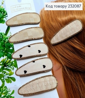 Заколка Тик-Так, Овальная в ассортименте украшена стразами, Пастельные цвета в ассорт, 8см. 232087 фото