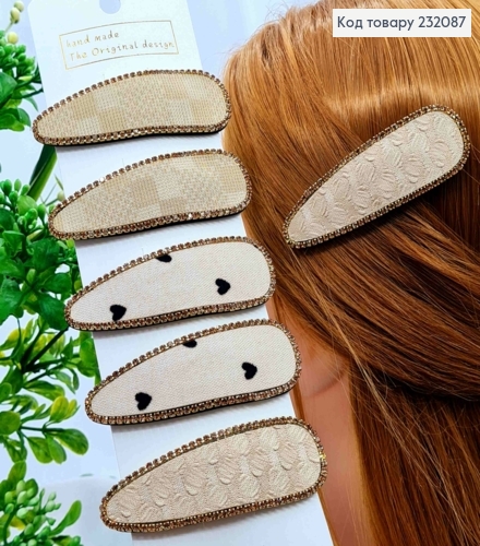 Заколка Тик-Так, Овальная в ассортименте украшена стразами, Пастельные цвета в ассорт, 8см. 232087 фото 1