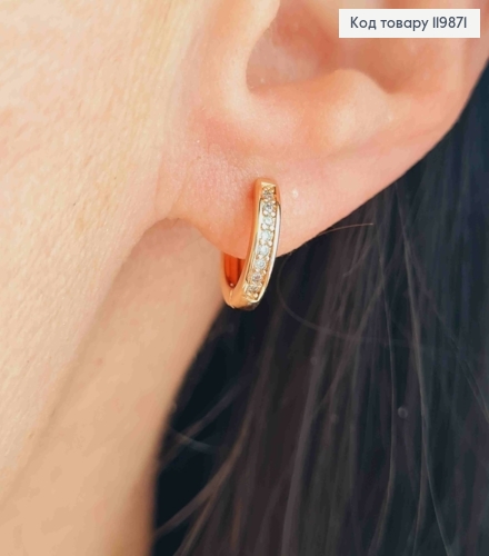 Серьги кольца украшены Блестящими камешками, диаметр 1,1см, XUPING 18К 119871 фото 1