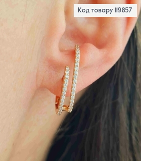 Серьги кольца "Изысканные" с Блестящими камешками, диаметр 1,2см, XUPING 18К 119857 фото